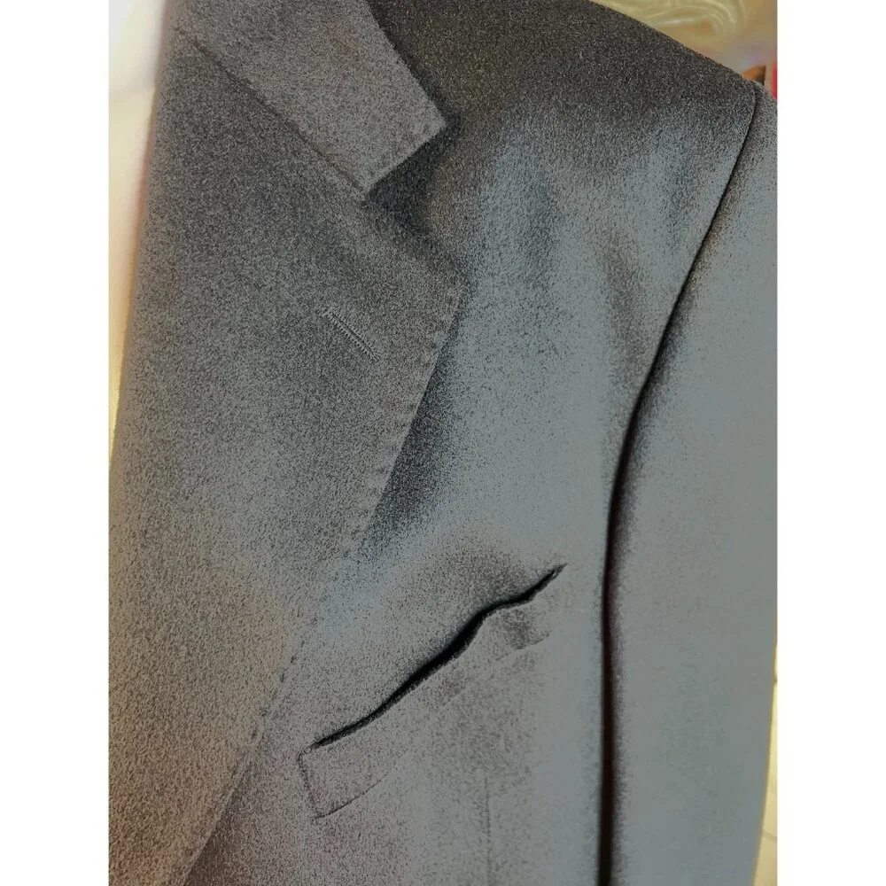 Hathaway Platinum Mens Size 44 Italian 100% Cashmere Black Suit Jacket 3-Button